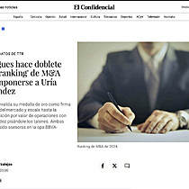 Garrigues hace doblete en el 'ranking' de M&A tras imponerse a Ura Menndez